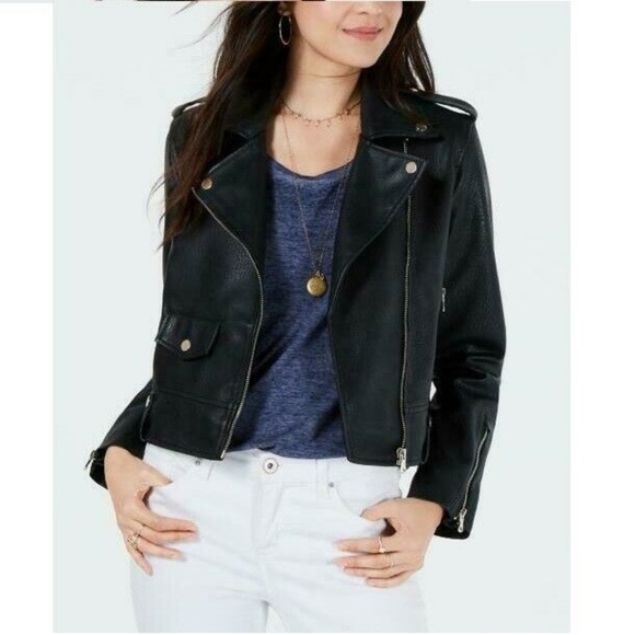 Style & Co. Jackets & Blazers - Style & Co XXL Black Green Moto Jacket 8AZ79